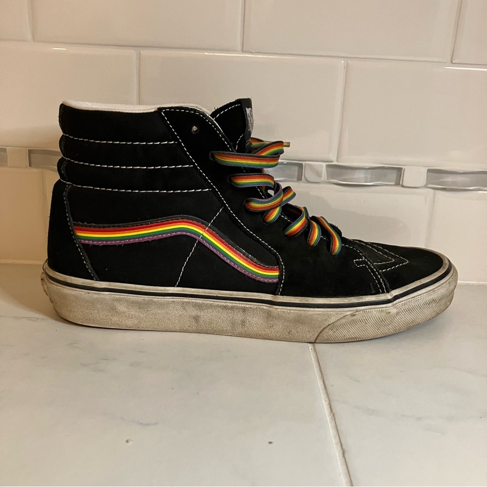 Vans Black High-Top Sneakers with Rainbow Accents
